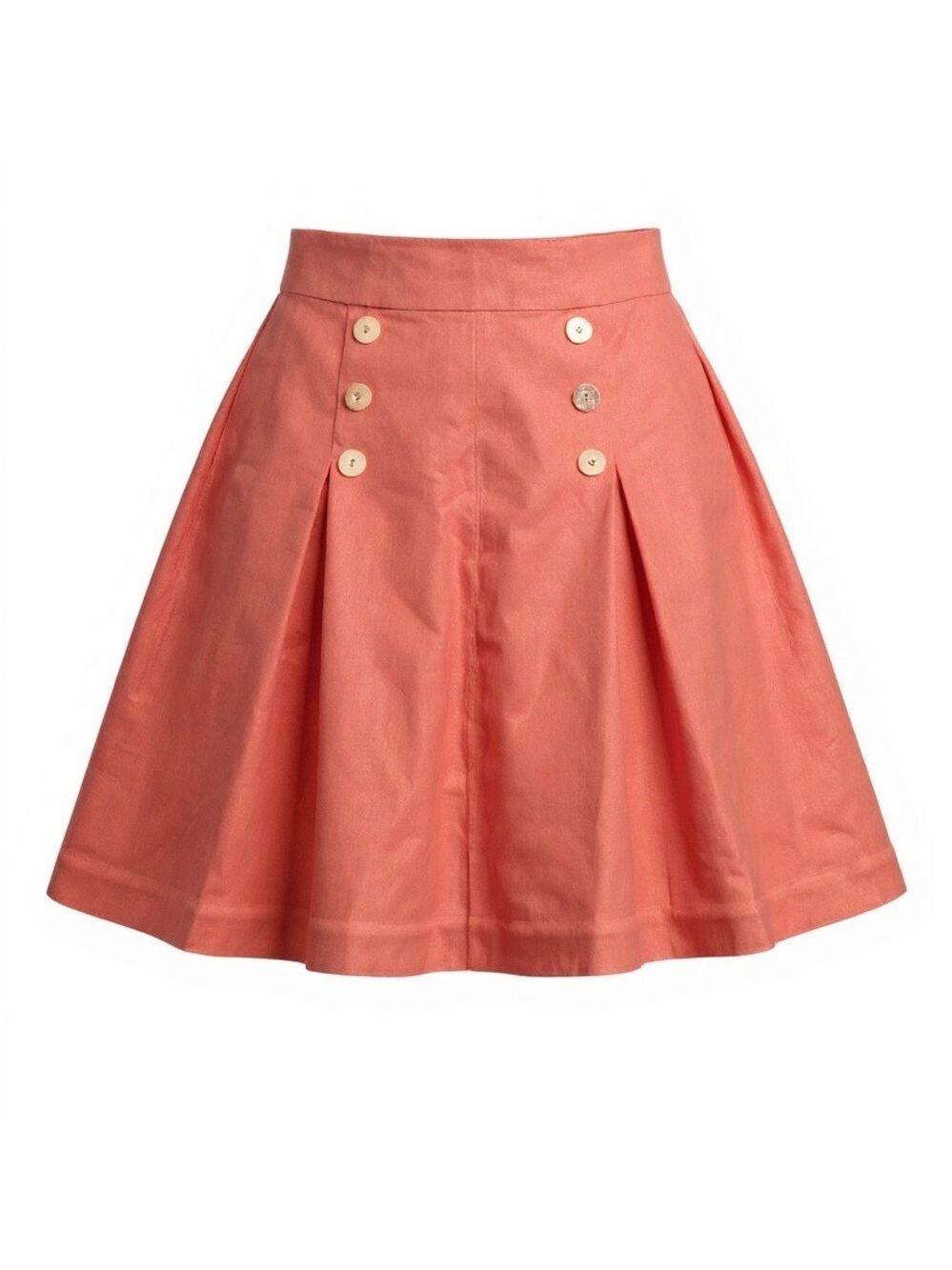 J. McLaughlin Pleat Double Breast Buttons Linen Skirt Side Zipper Pink Size 4